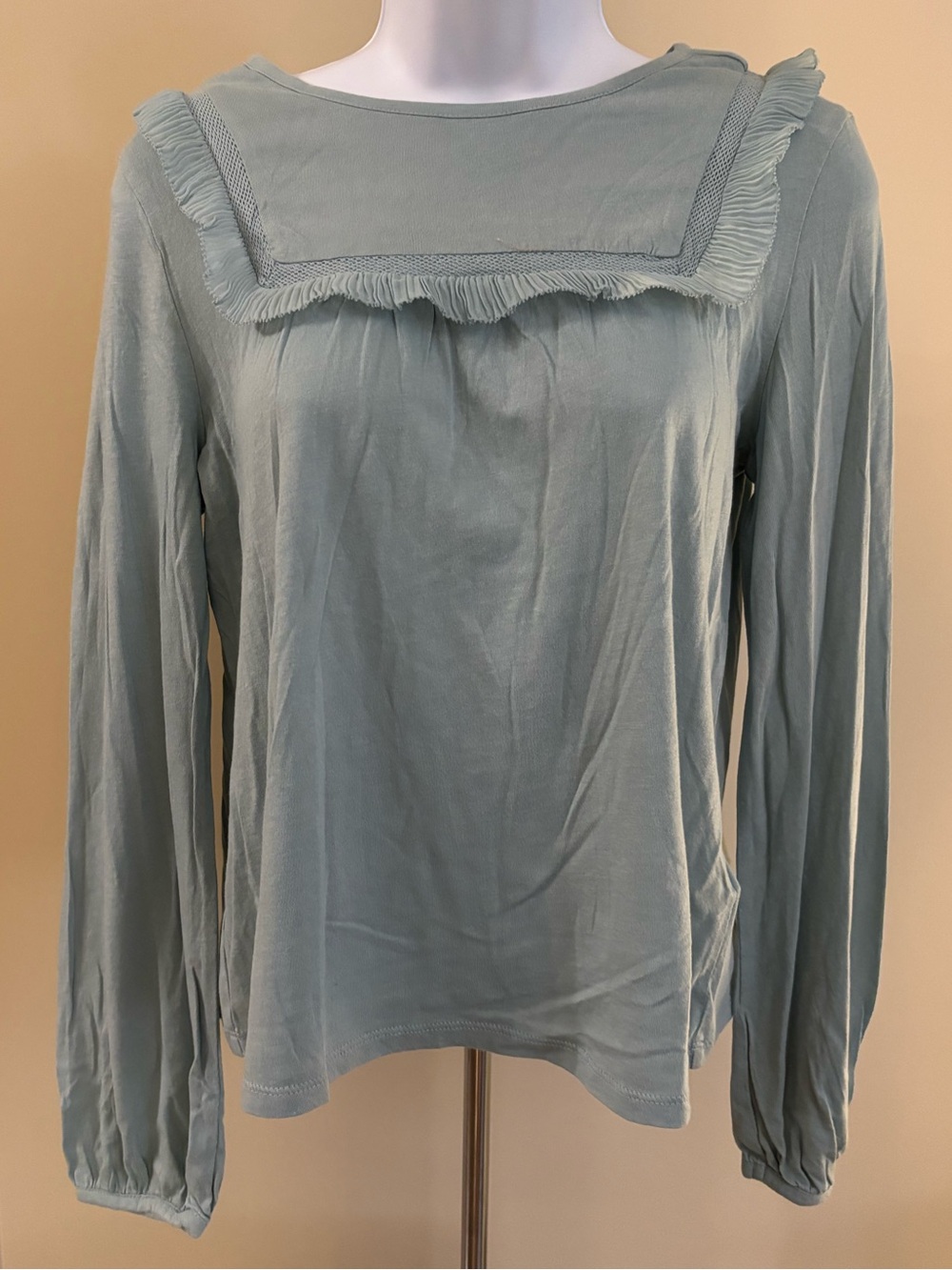 GAP Light Blue Long Sleeve Top with Fringe Yoke